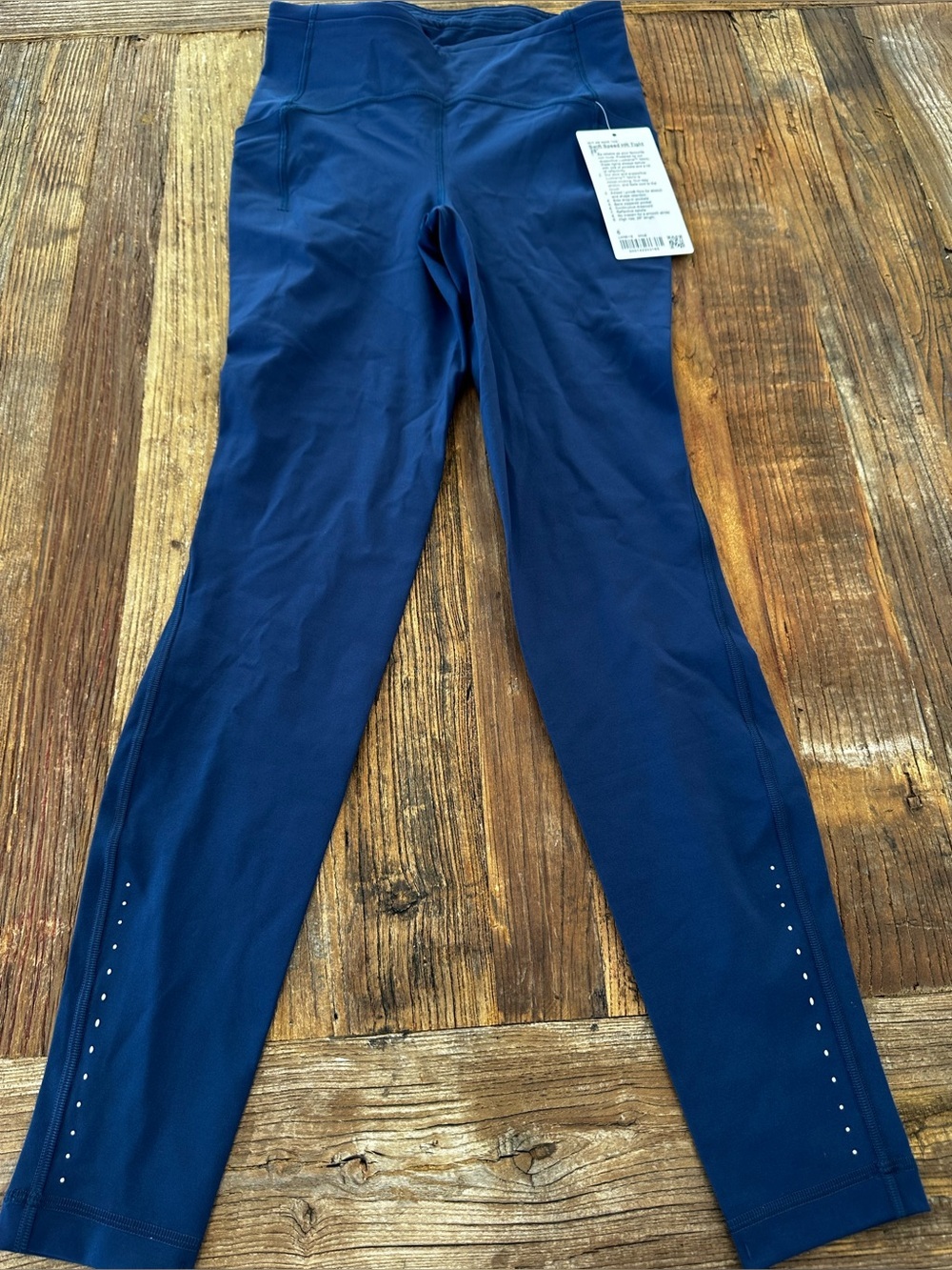 lululemon athletica Navy Blue Leggings with Ankle Laser-Cut Details